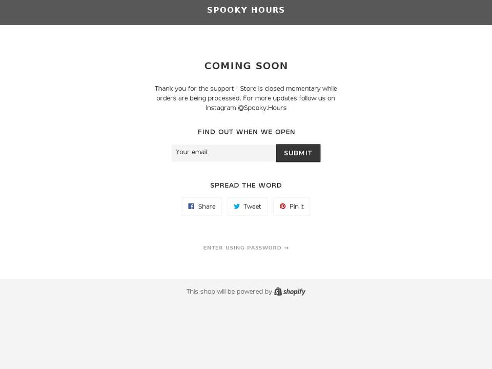 spookyhours.net shopify website screenshot