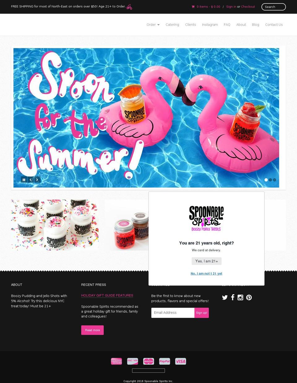 spoonablespirits.com — Shopify storefront screenshot