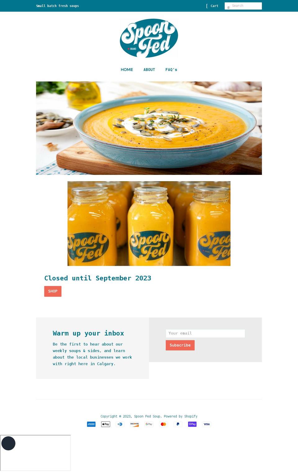spoonfedsoup.com shopify website screenshot