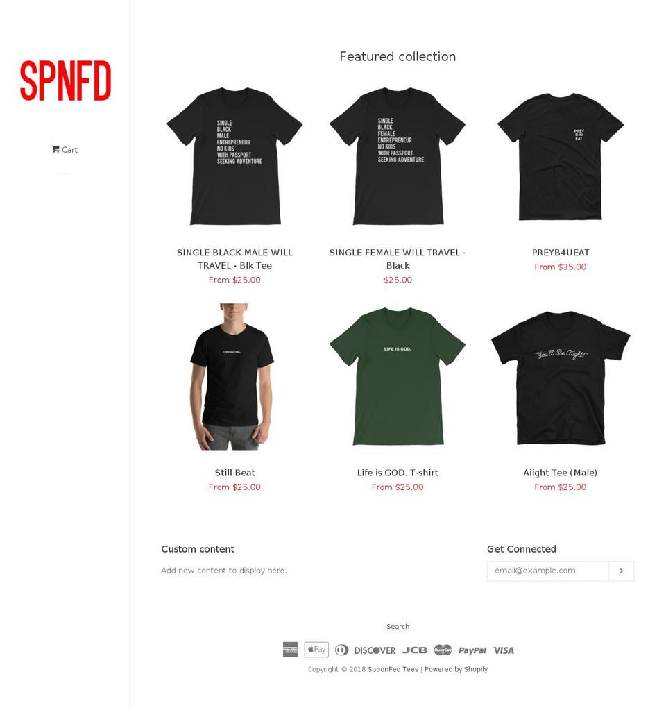 spoonfedtees.com — Shopify storefront screenshot