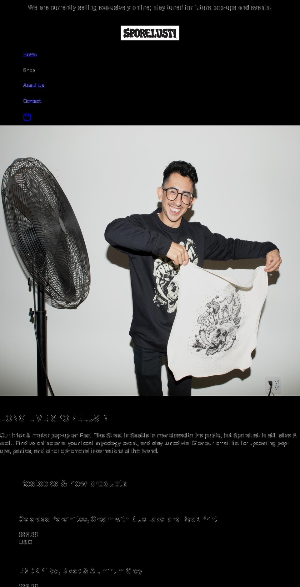 sporelust.com — Shopify storefront screenshot