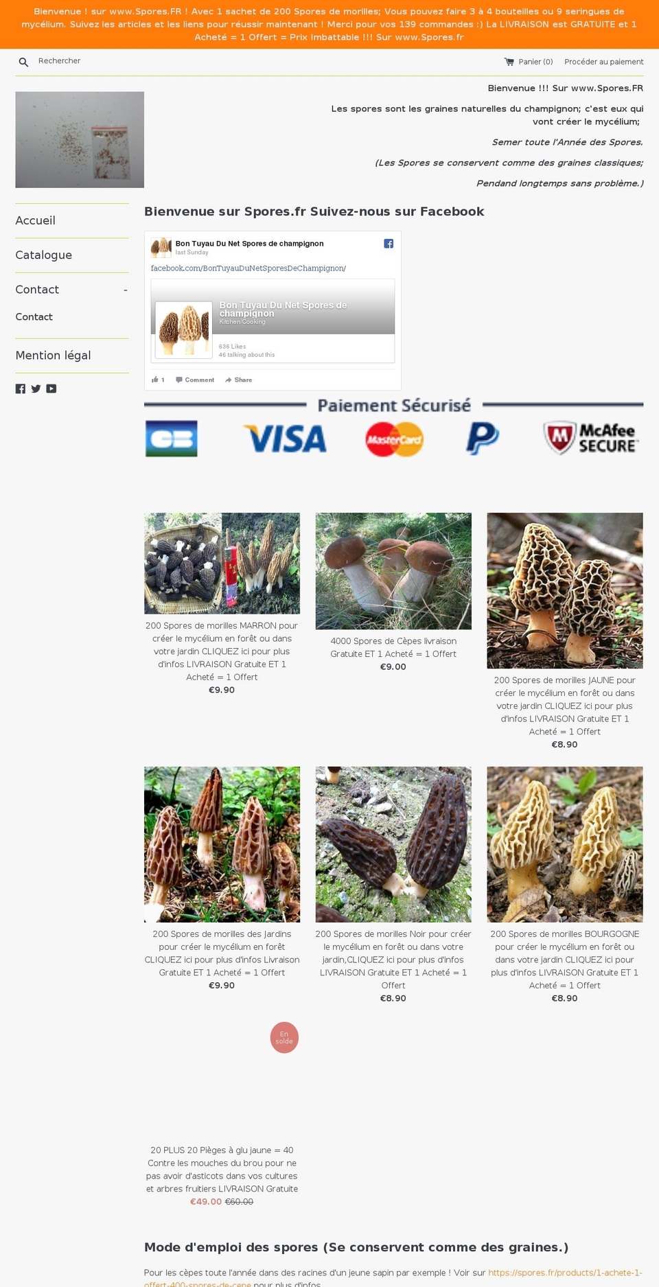 spores.fr shopify website screenshot