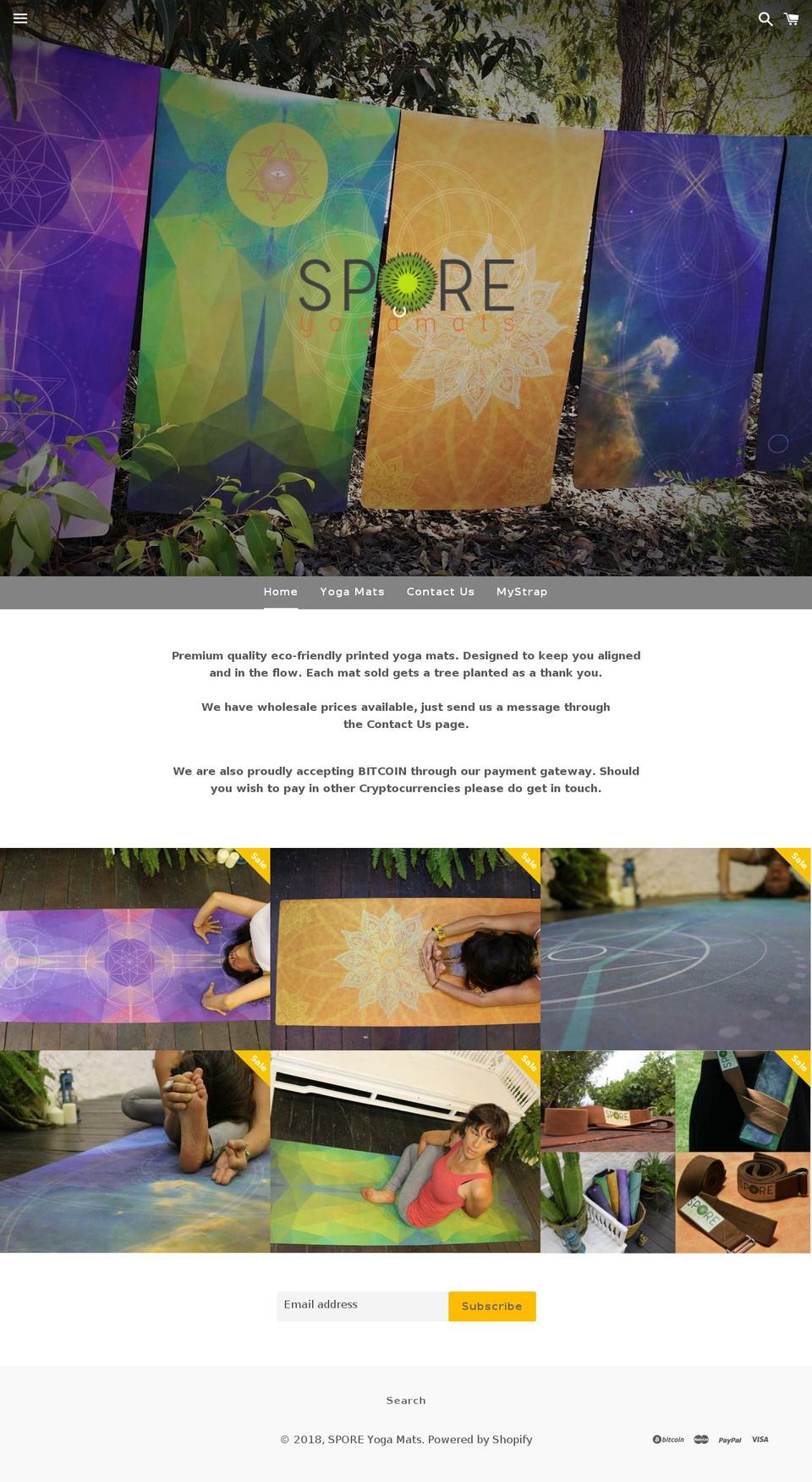 sporeyogamats.com shopify website screenshot
