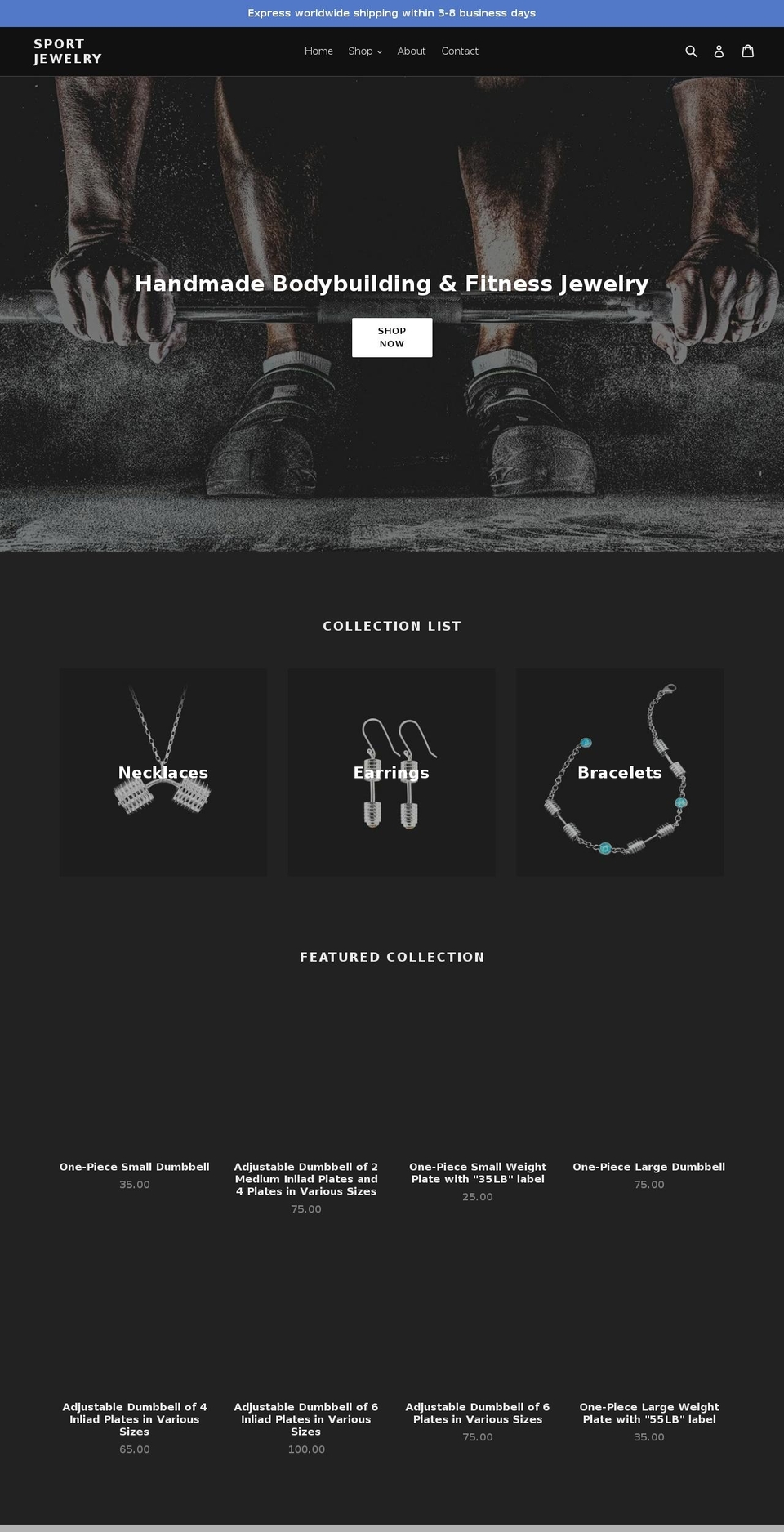 sport.jewelry shopify website screenshot