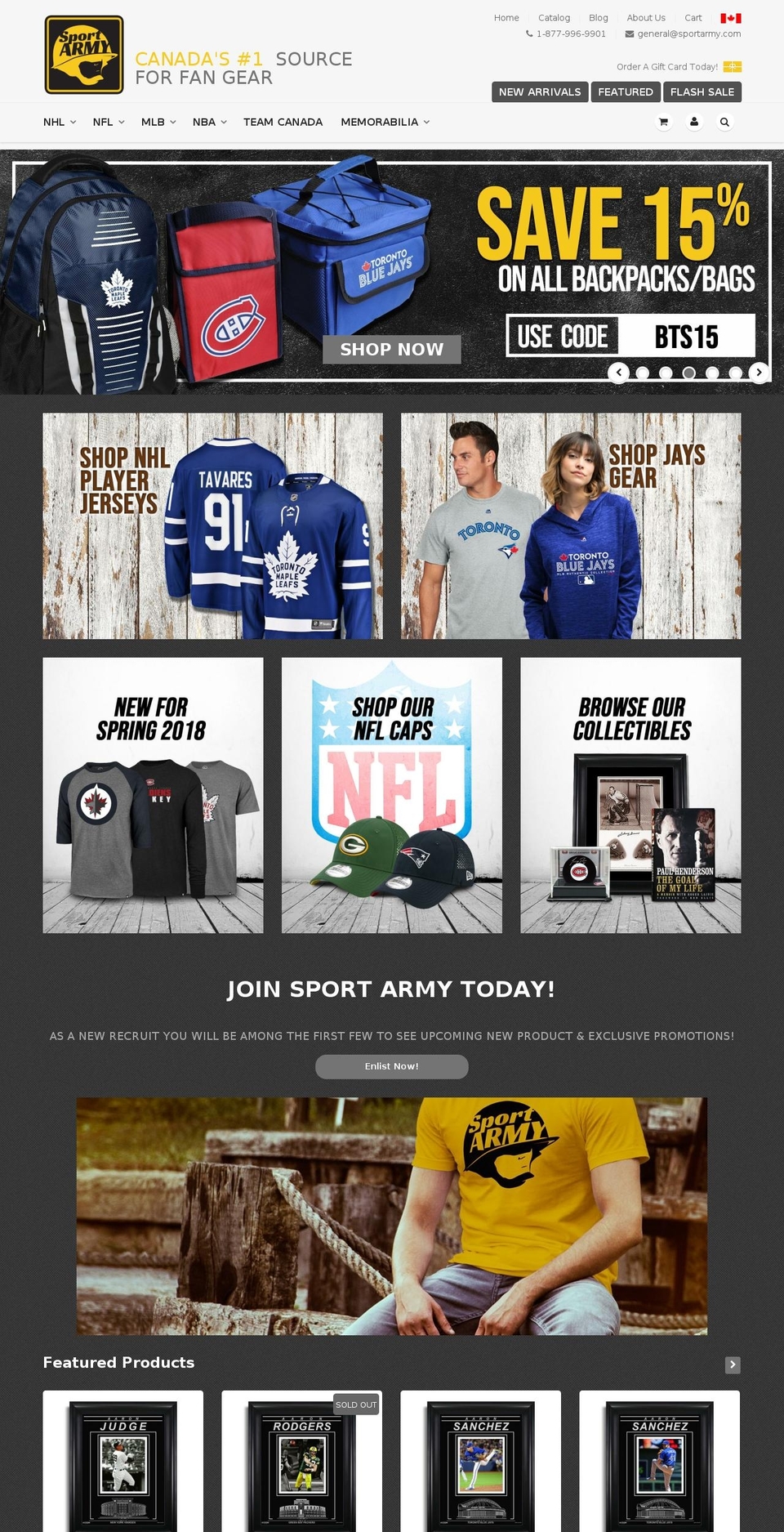 sportarmy.com — Shopify storefront screenshot