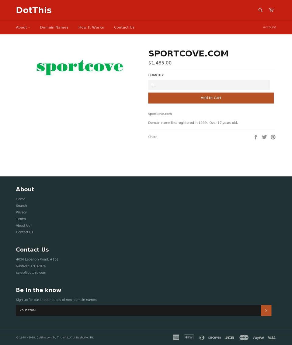 sportcove.com — Shopify storefront screenshot