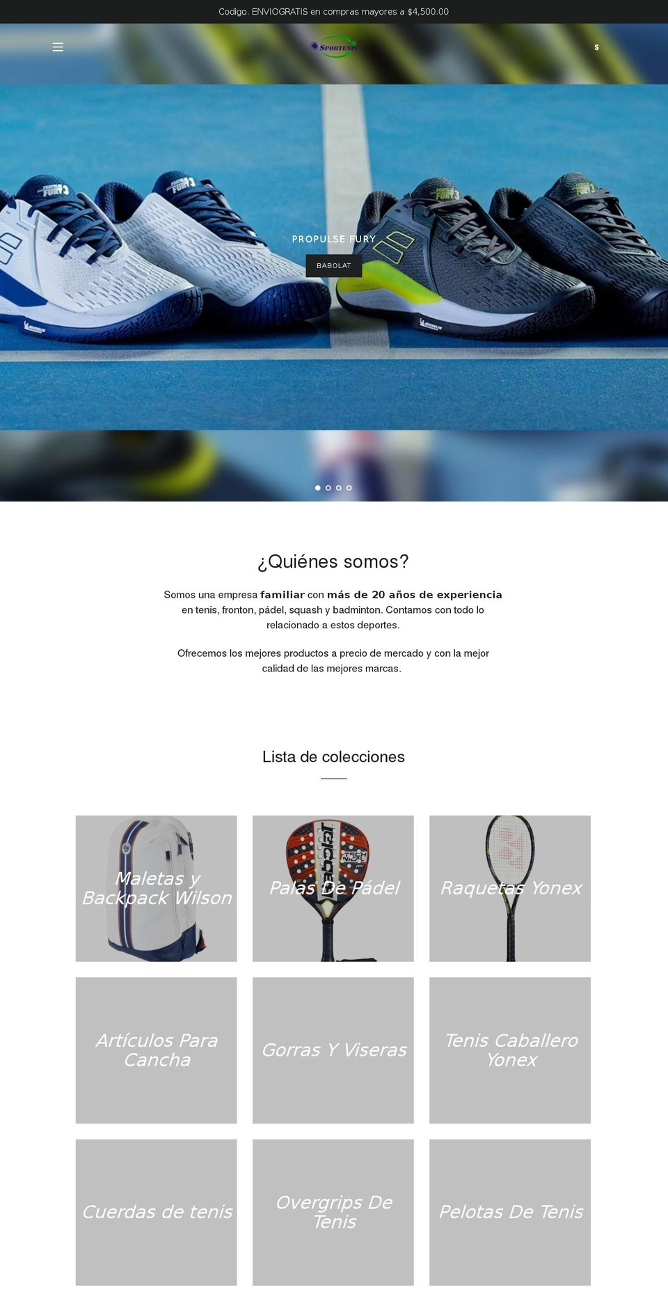 sportenis.com shopify website screenshot