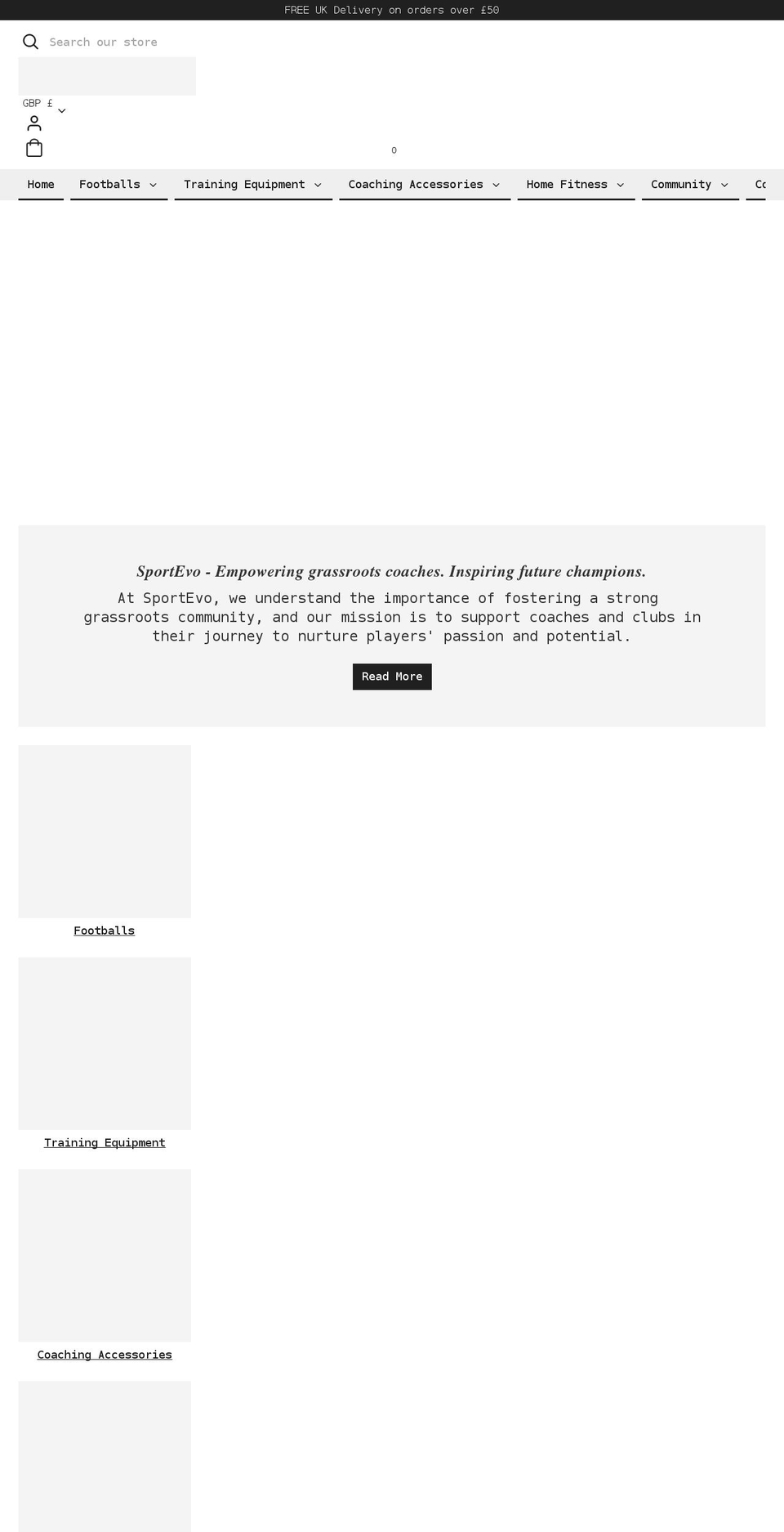 sportevo.co.uk shopify website screenshot
