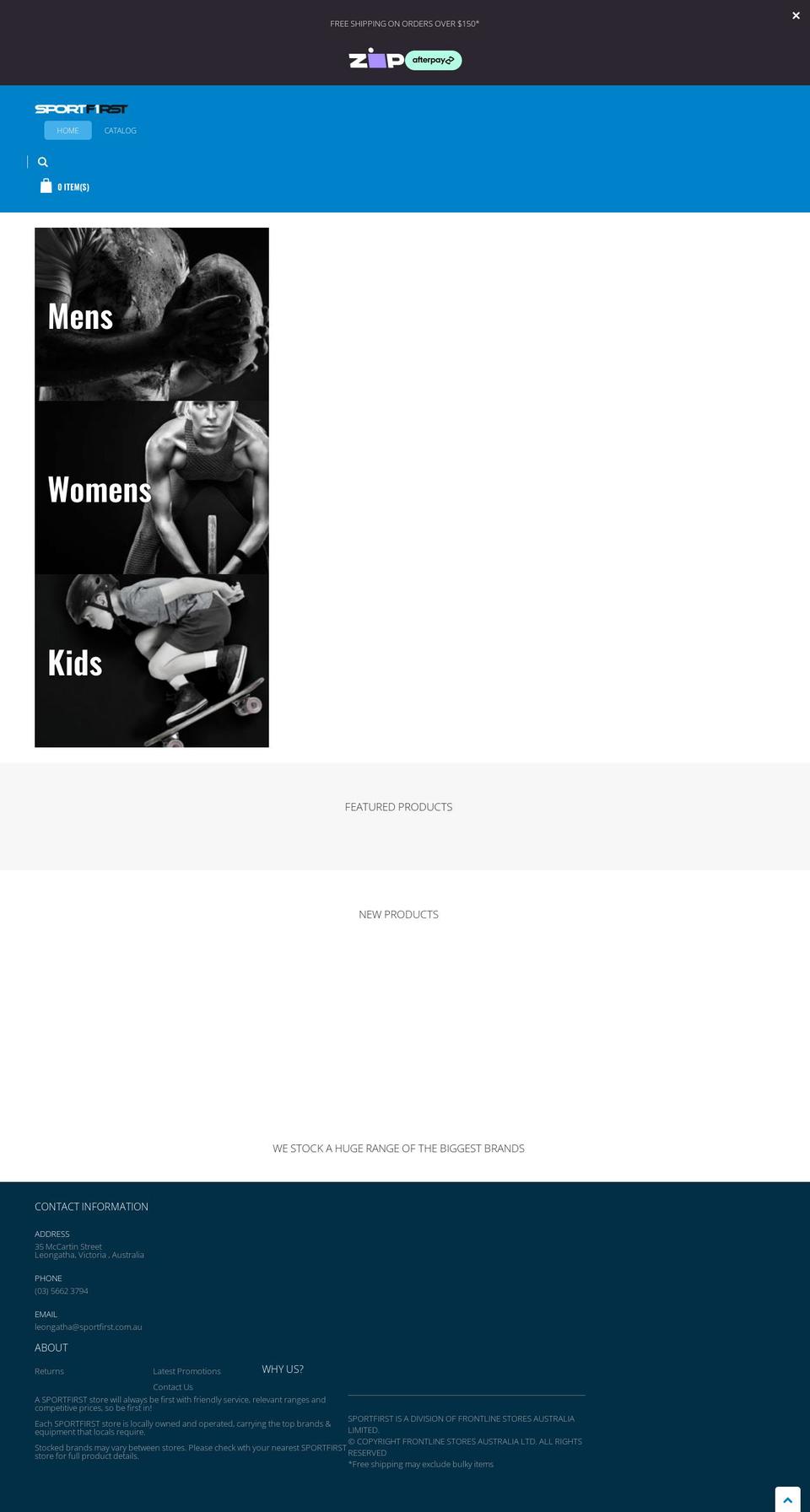 sportfirstleongatha.com.au shopify website screenshot