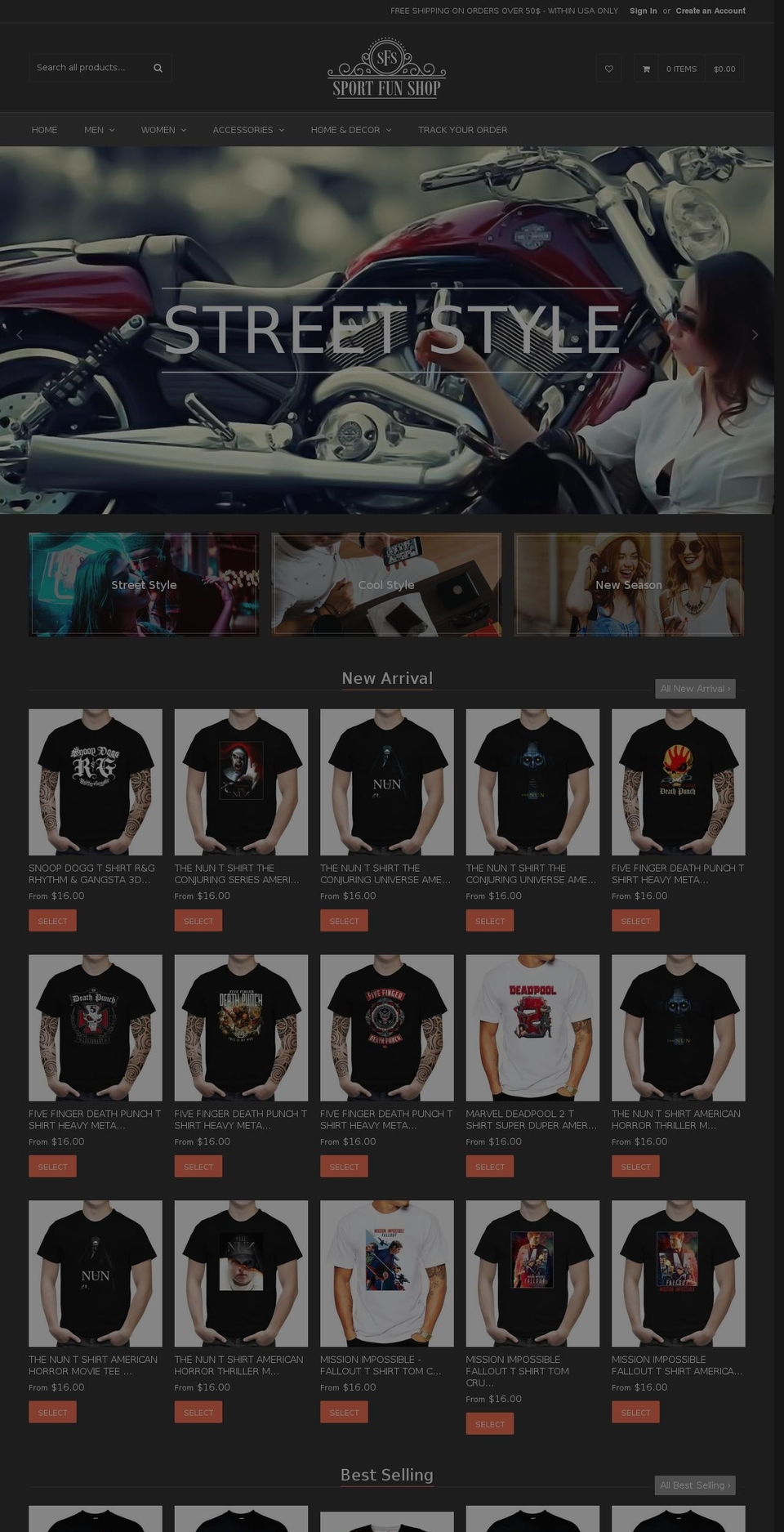 sportfunshop.com shopify website screenshot