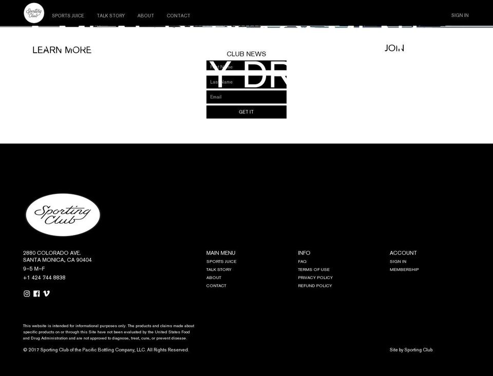 sportingclubofthepacific.com shopify website screenshot
