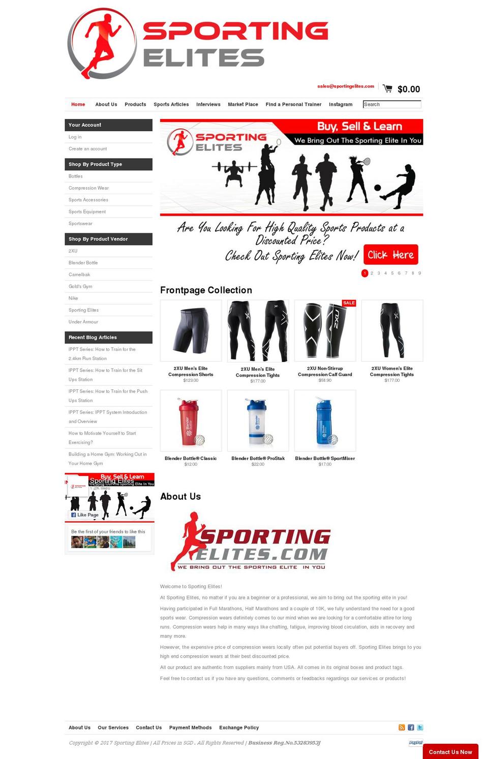 sportingelites.com shopify website screenshot