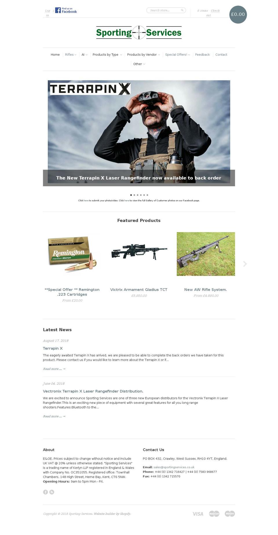 sportingservices.com — Shopify storefront screenshot