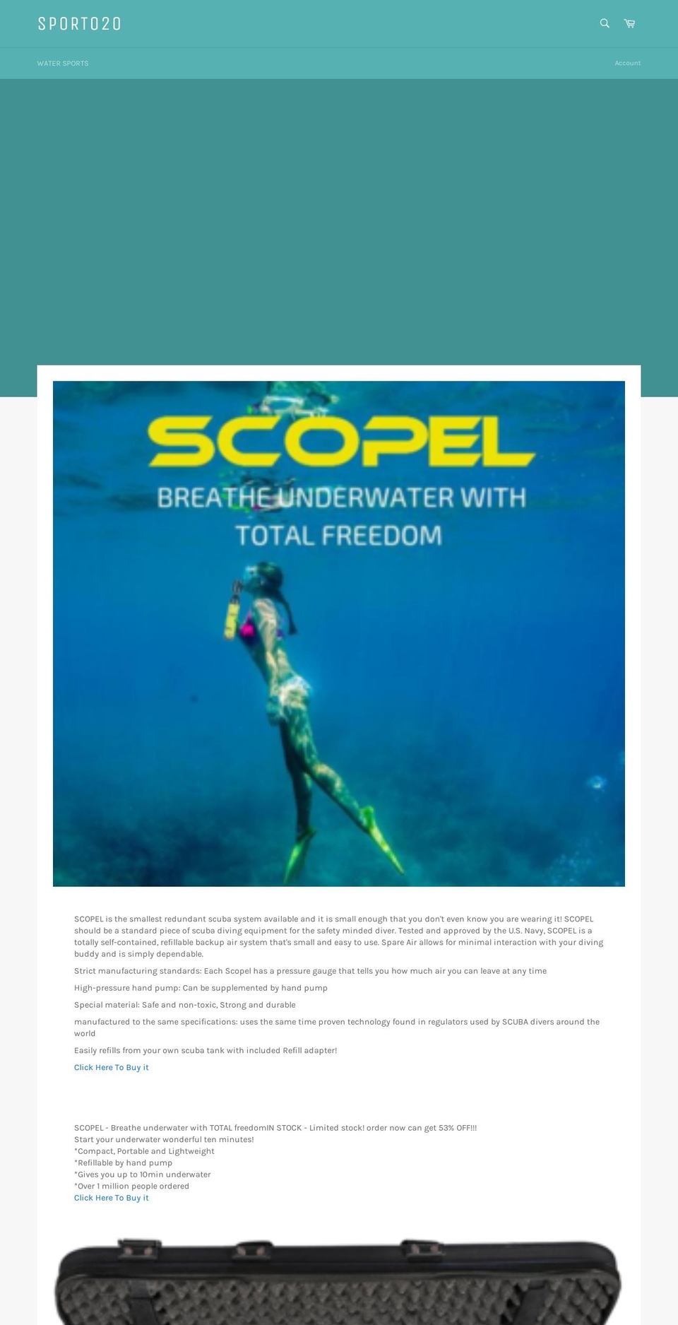 sporto2o.com — Shopify storefront screenshot