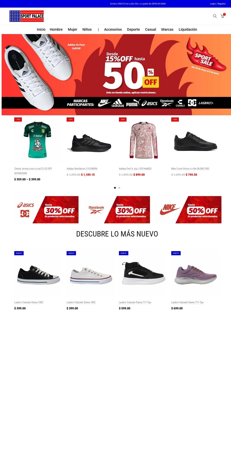 sportpalace.com.mx shopify website screenshot