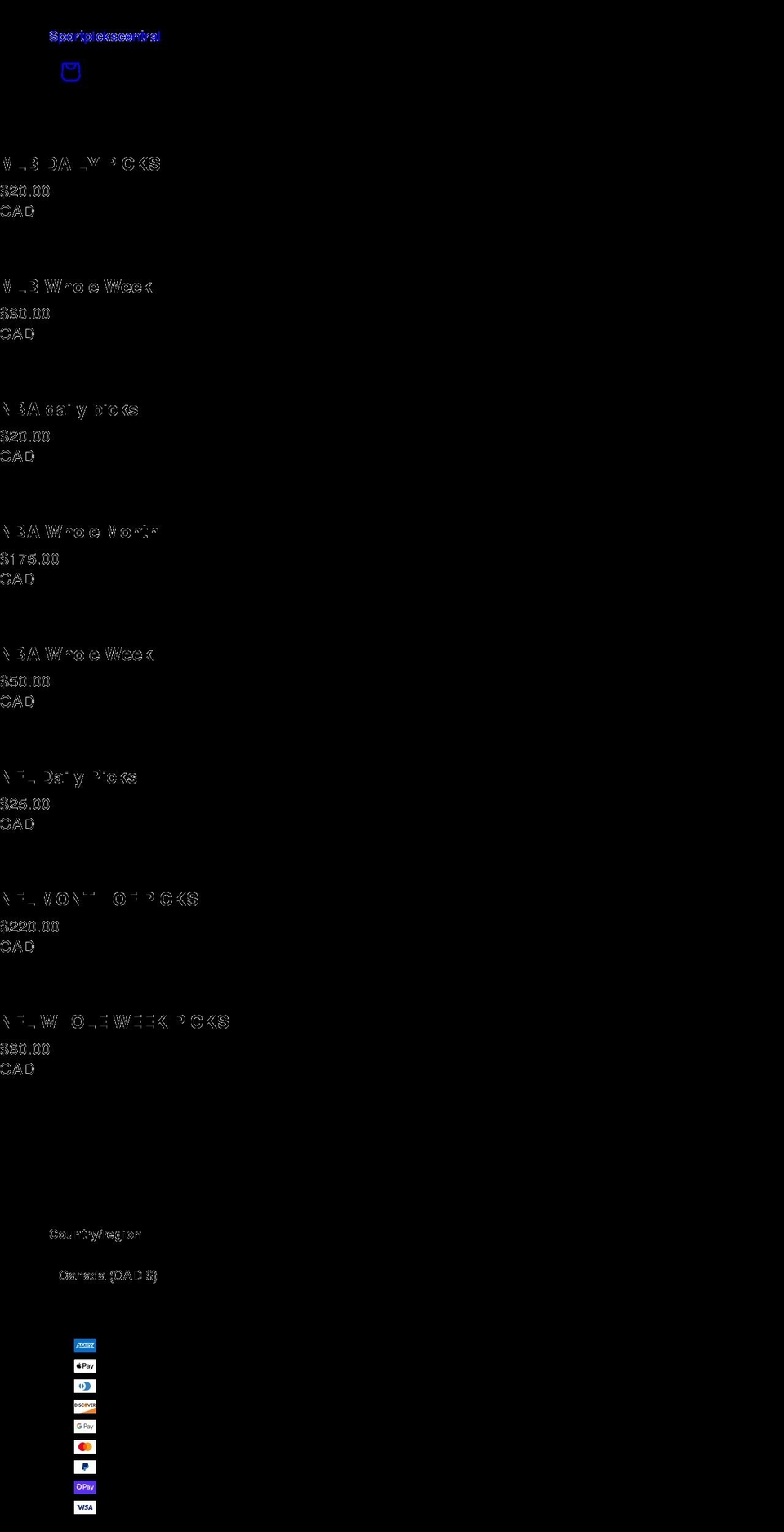 sportpickscentral.com shopify website screenshot