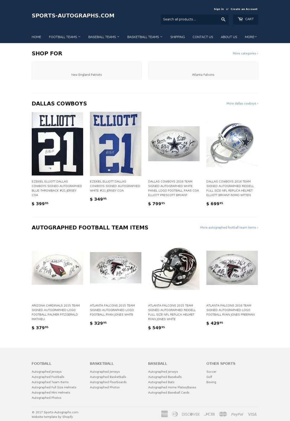 sports-autographs.com shopify website screenshot