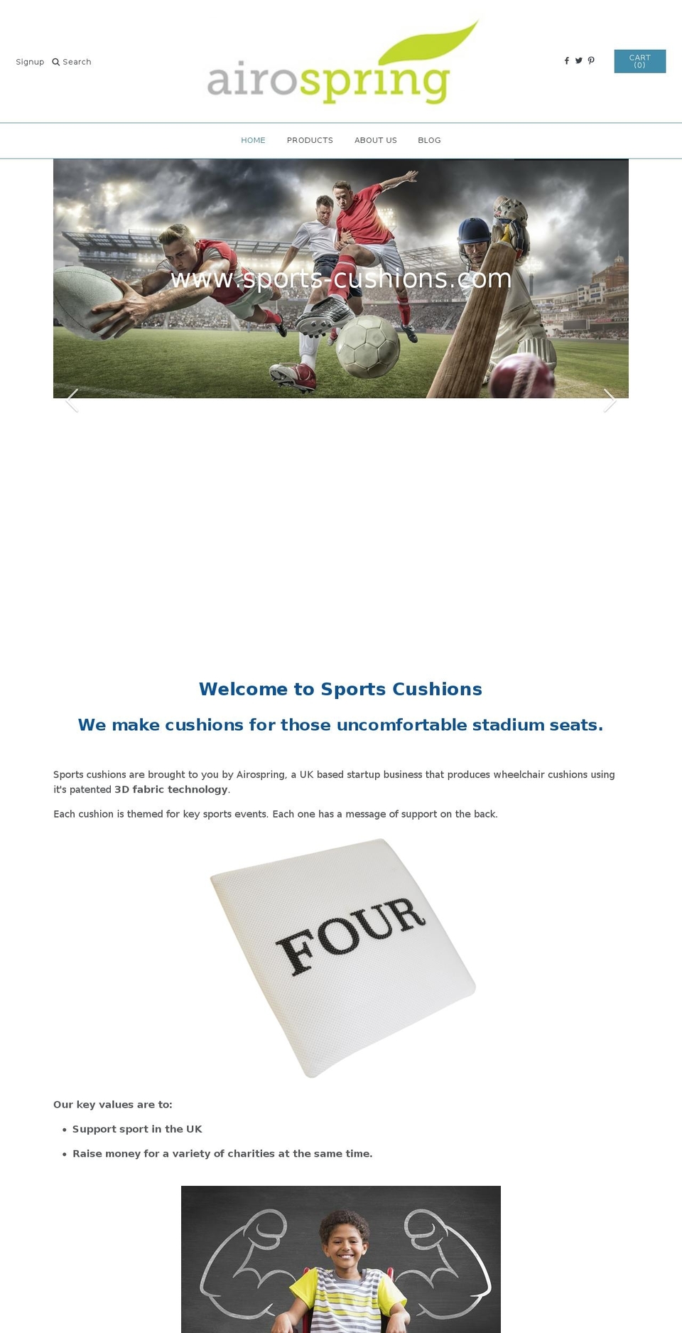 sports-cushions.com — Shopify storefront screenshot
