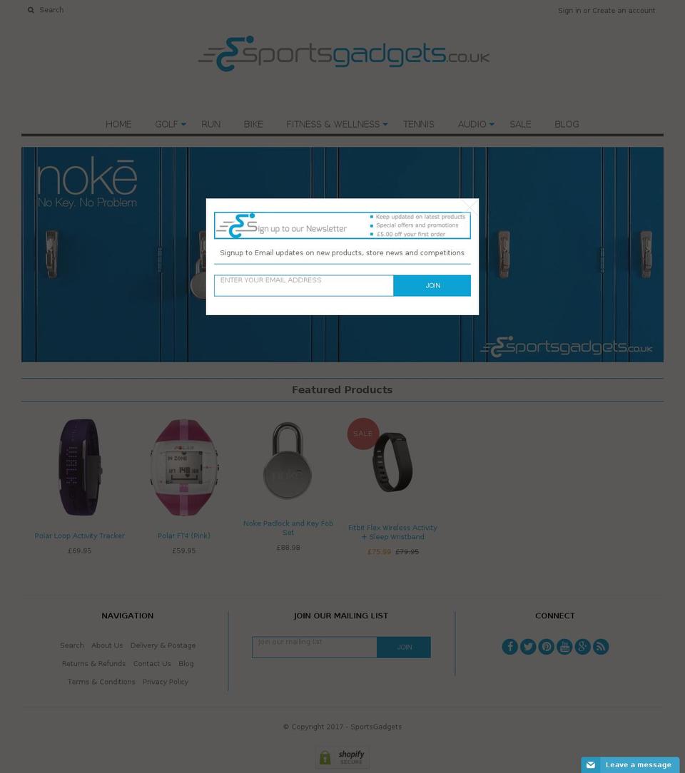 sports-gadgets.com shopify website screenshot