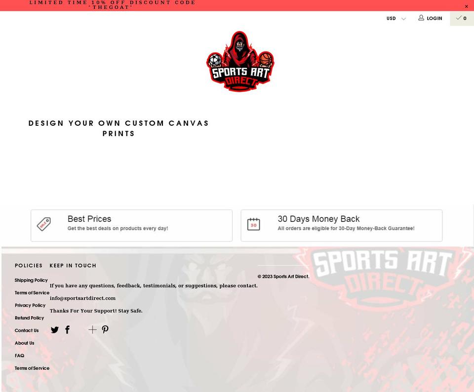 sportsartdirect.com — Shopify storefront screenshot