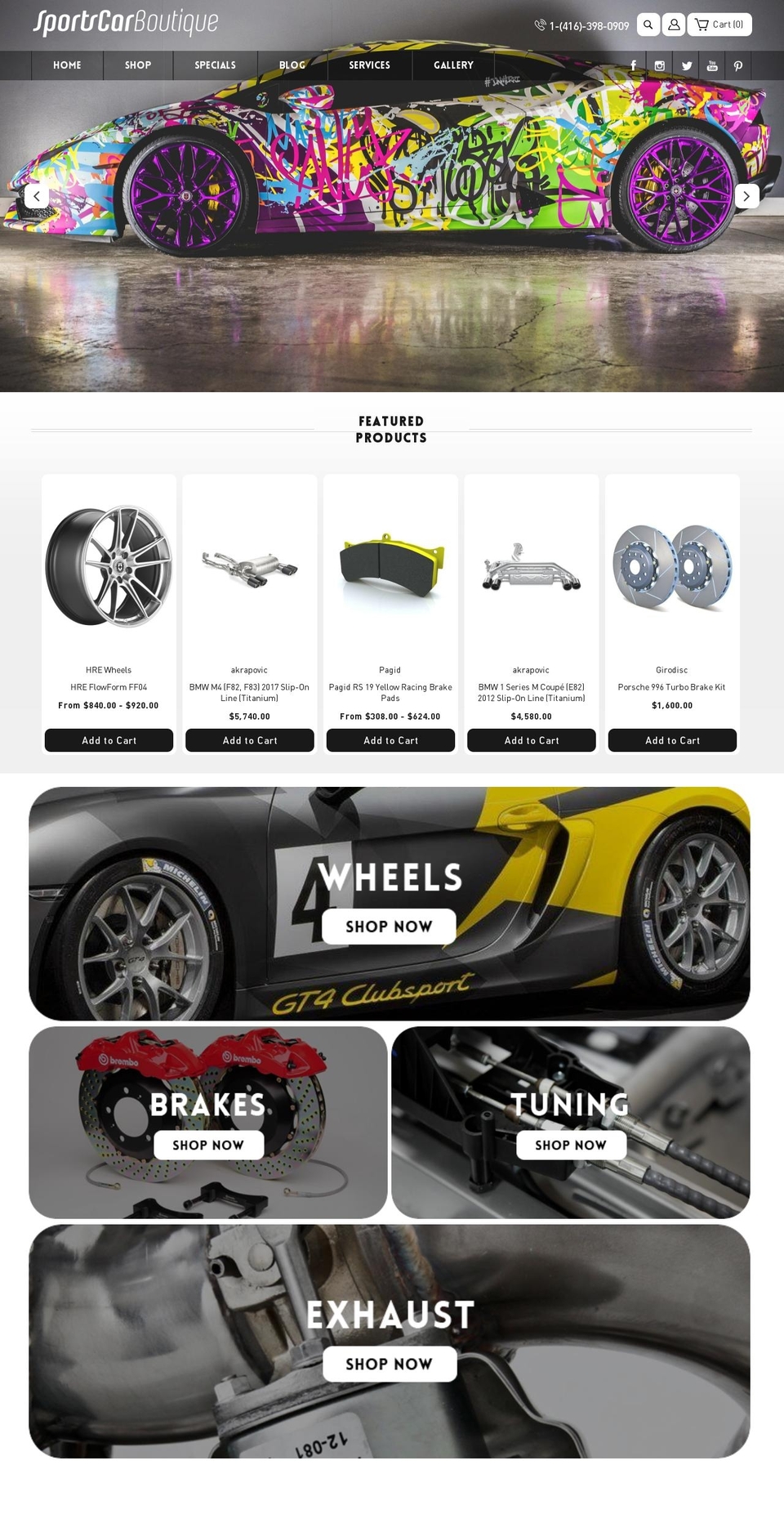 qeretail Shopify theme site example sportscarboutique.ca