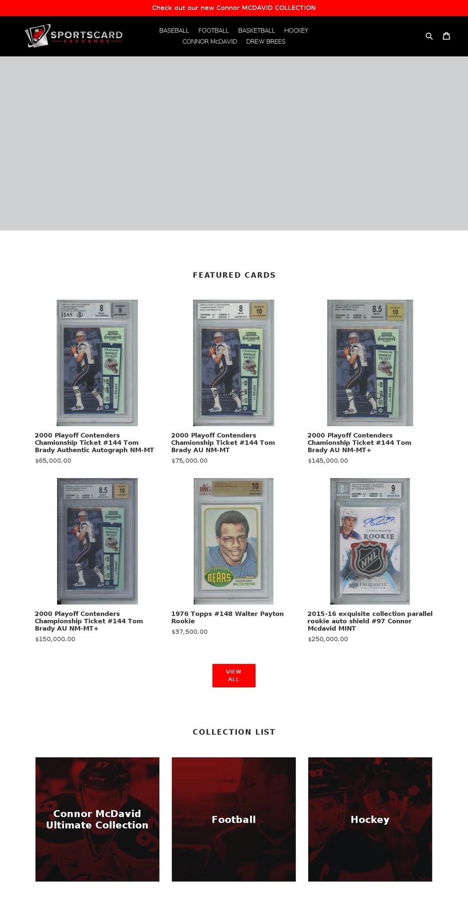 sportscardexchange.com — Shopify storefront screenshot