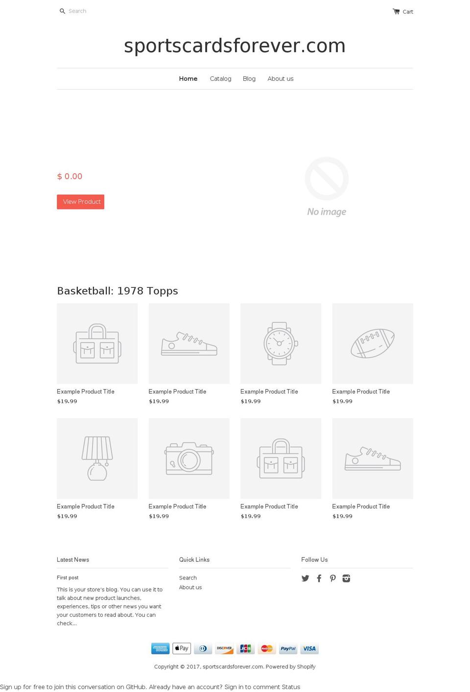 sportscardsforever.com shopify website screenshot
