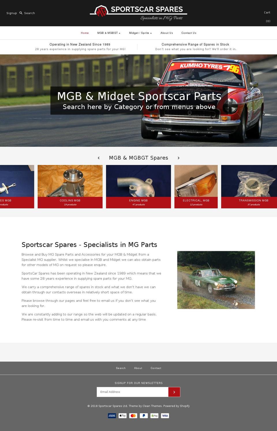 Sports Shopify theme site example sportscarspares.co.nz