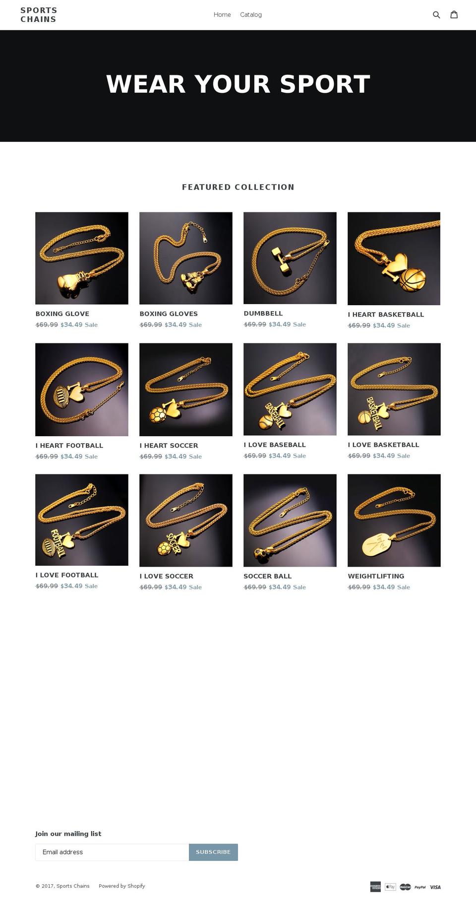 sportschains.com shopify website screenshot