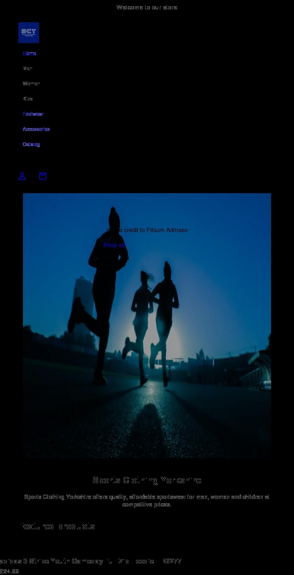 sportsclothingyorkshire.com shopify website screenshot