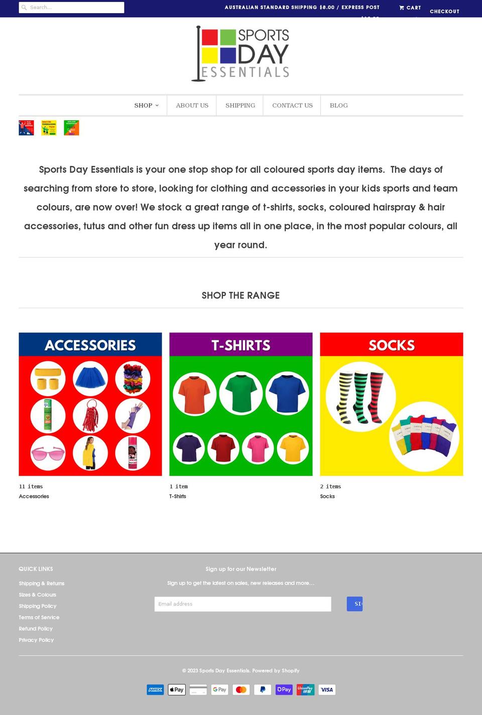 sportsdayessentials.com.au shopify website screenshot