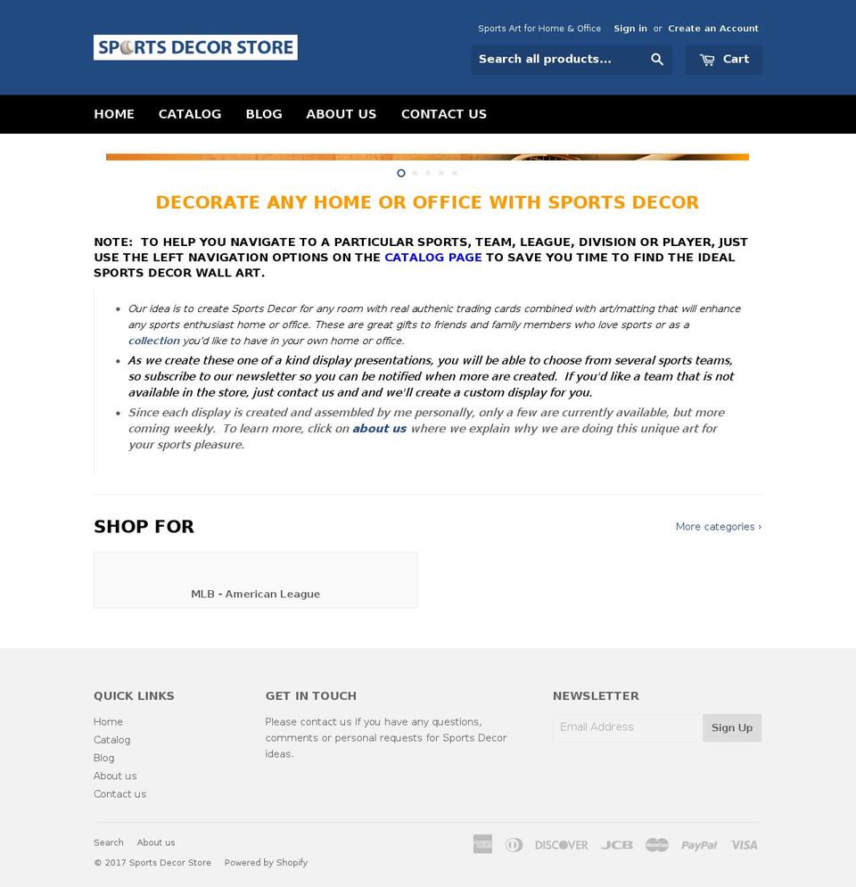 sportsdecorstore.com shopify website screenshot