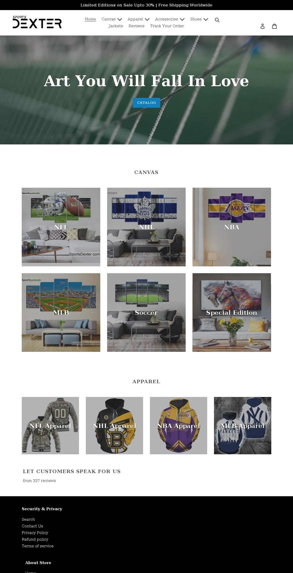 sportsdexter.com shopify website screenshot