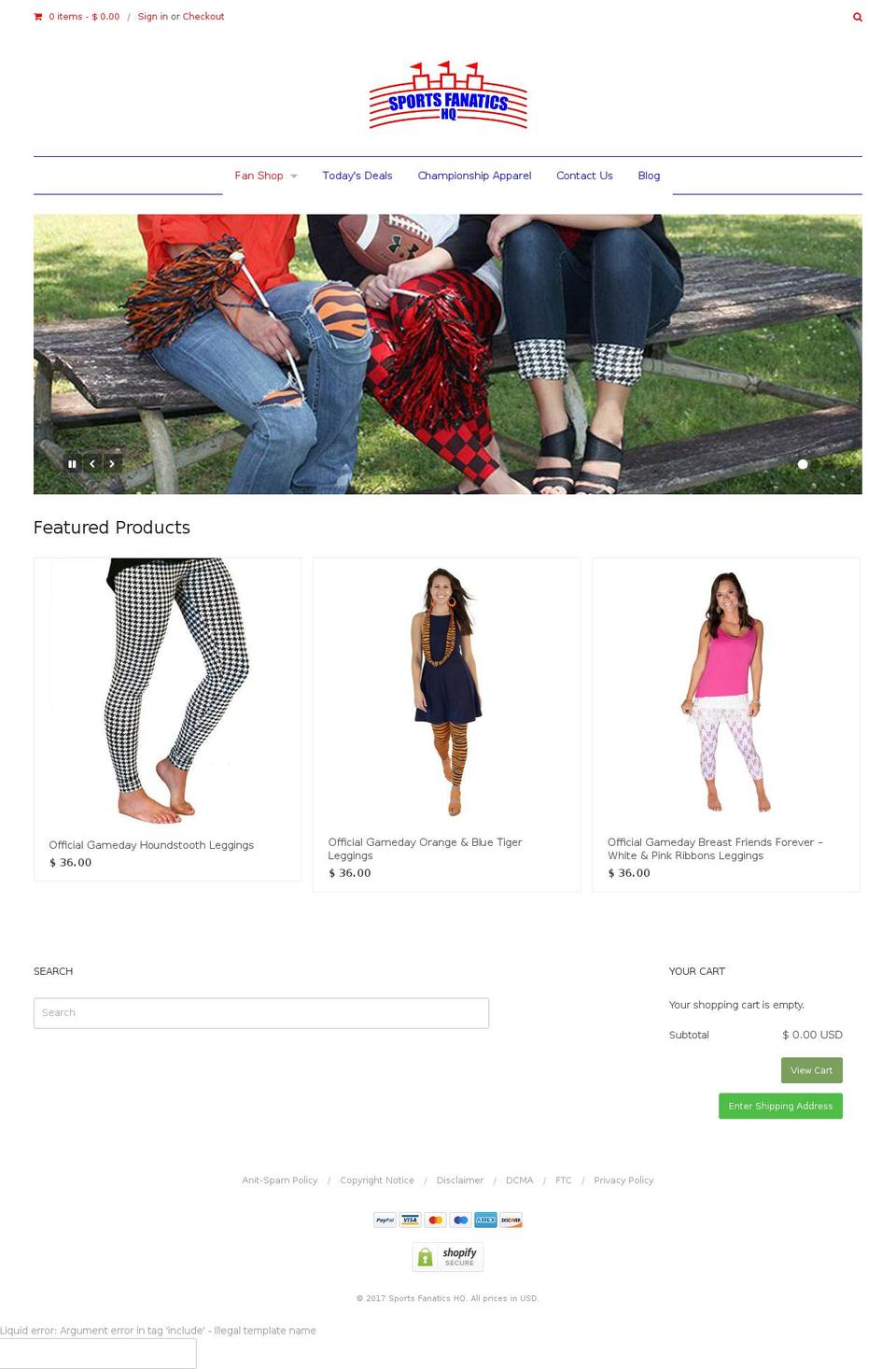 sportsfanaticshq.com shopify website screenshot