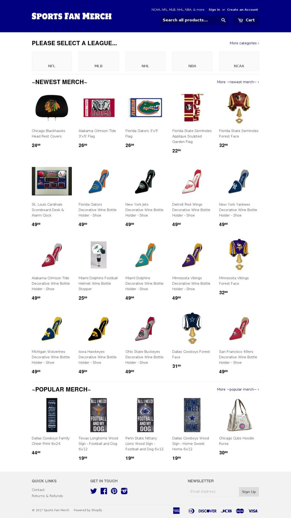 sportsfanmerch.com shopify website screenshot
