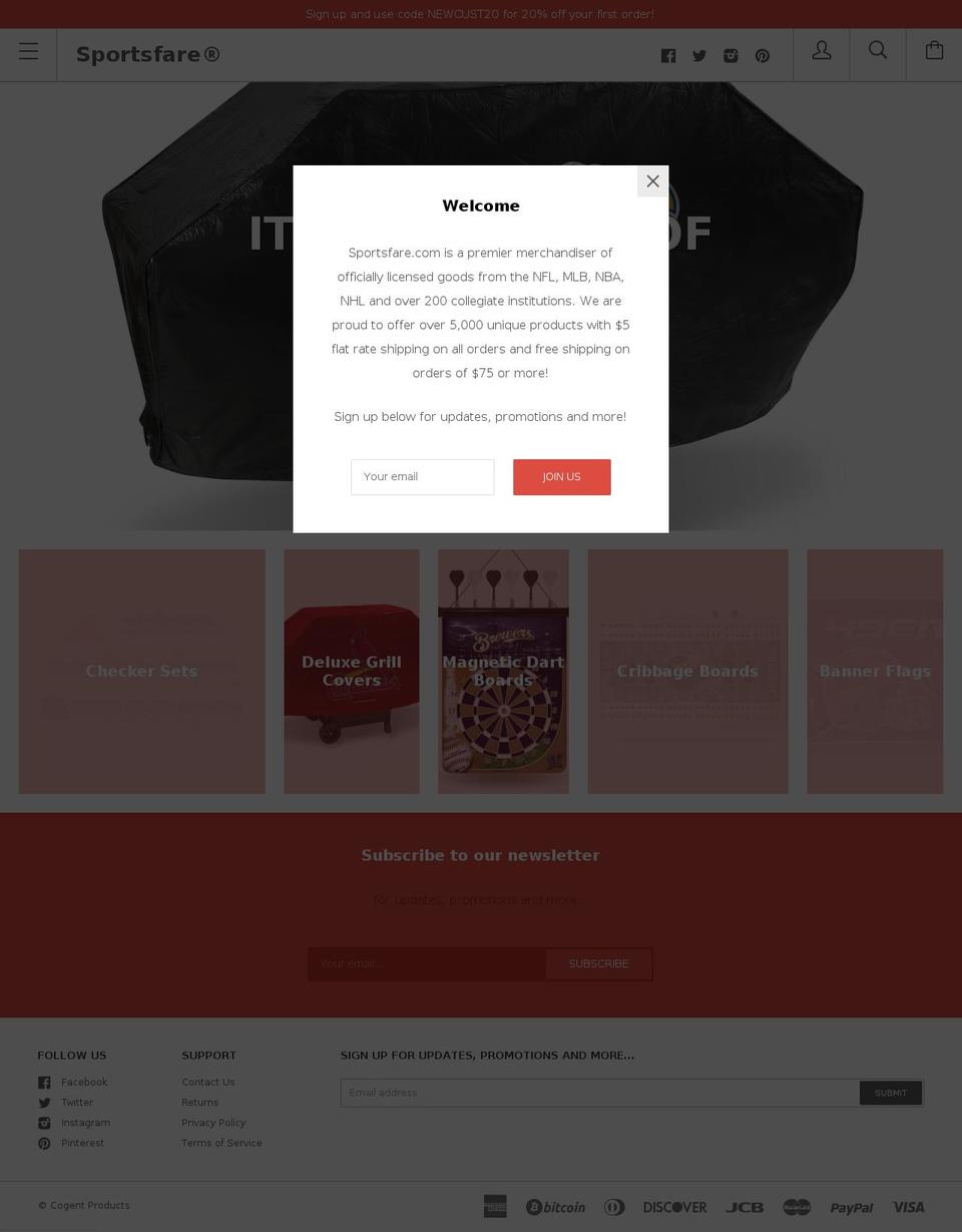 sportsfare.com shopify website screenshot