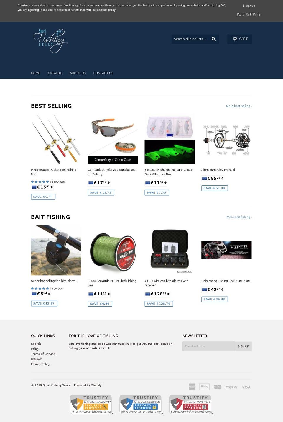 sportsfishingdeals.com — Shopify storefront screenshot