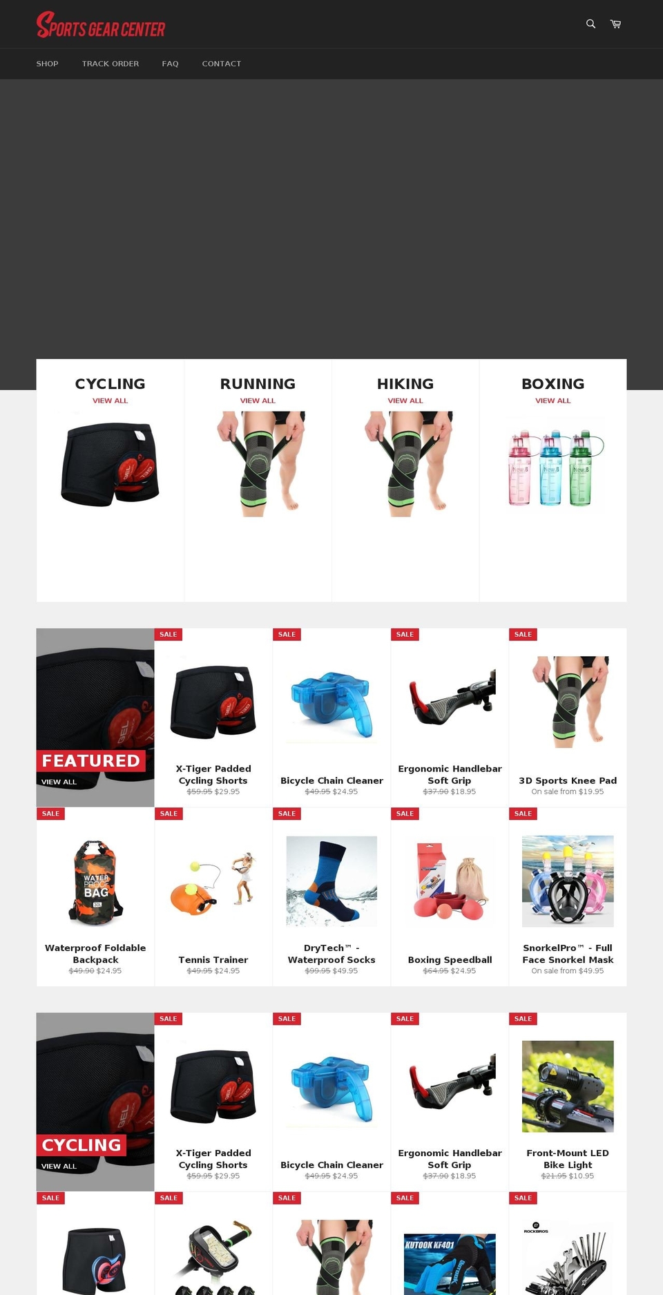 sportsgearcenter.com shopify website screenshot