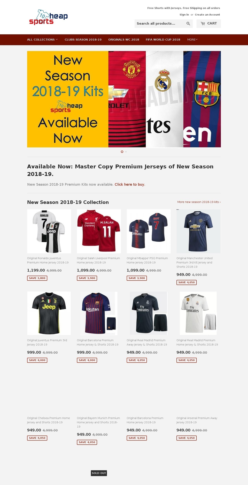 sportsheap.com shopify website screenshot