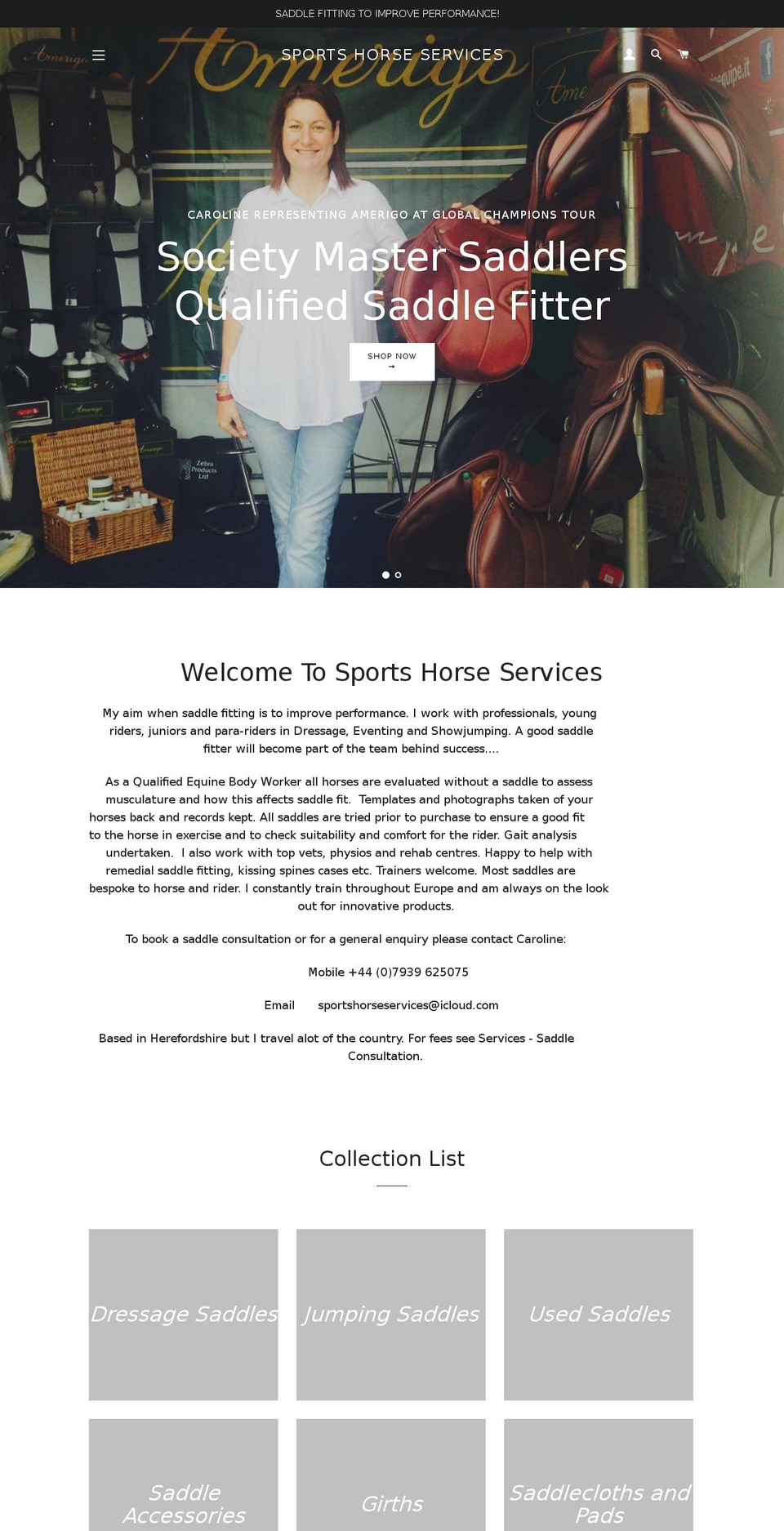 Sports Horse Services (Brooklyn) Shopify theme site example sportshorseservices.com