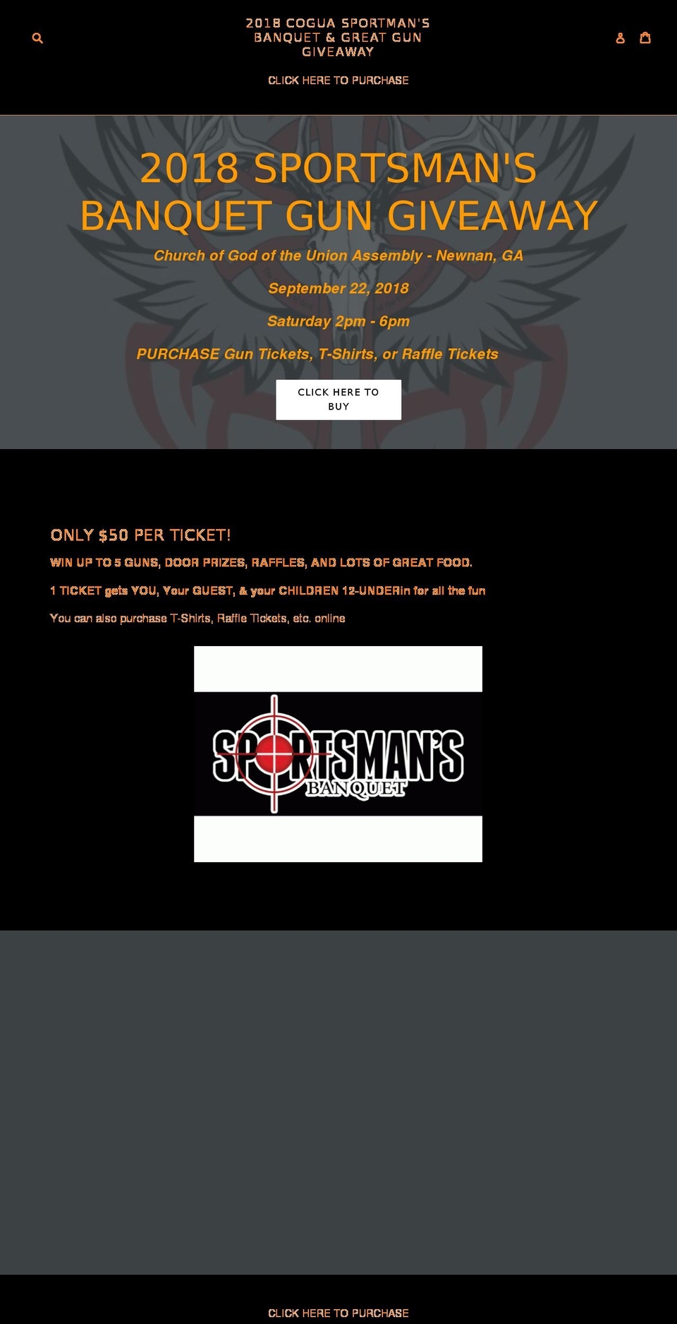 sportsmanbanquet.com shopify website screenshot