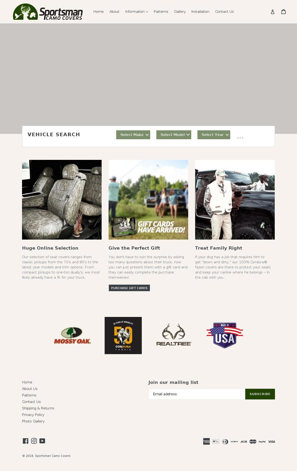 sportsmancamocovers.com — Shopify storefront screenshot