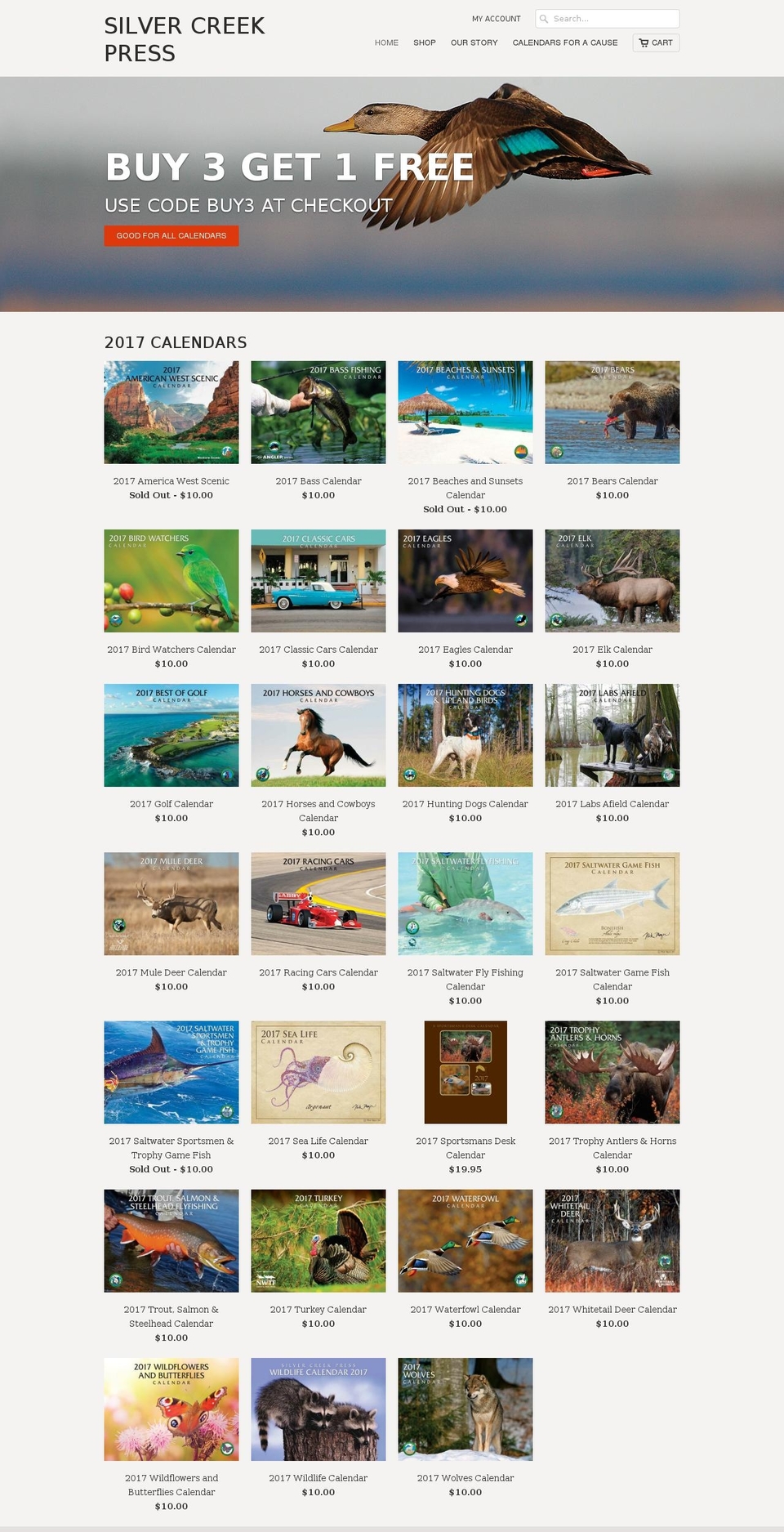 sportsmanscalendars.com shopify website screenshot