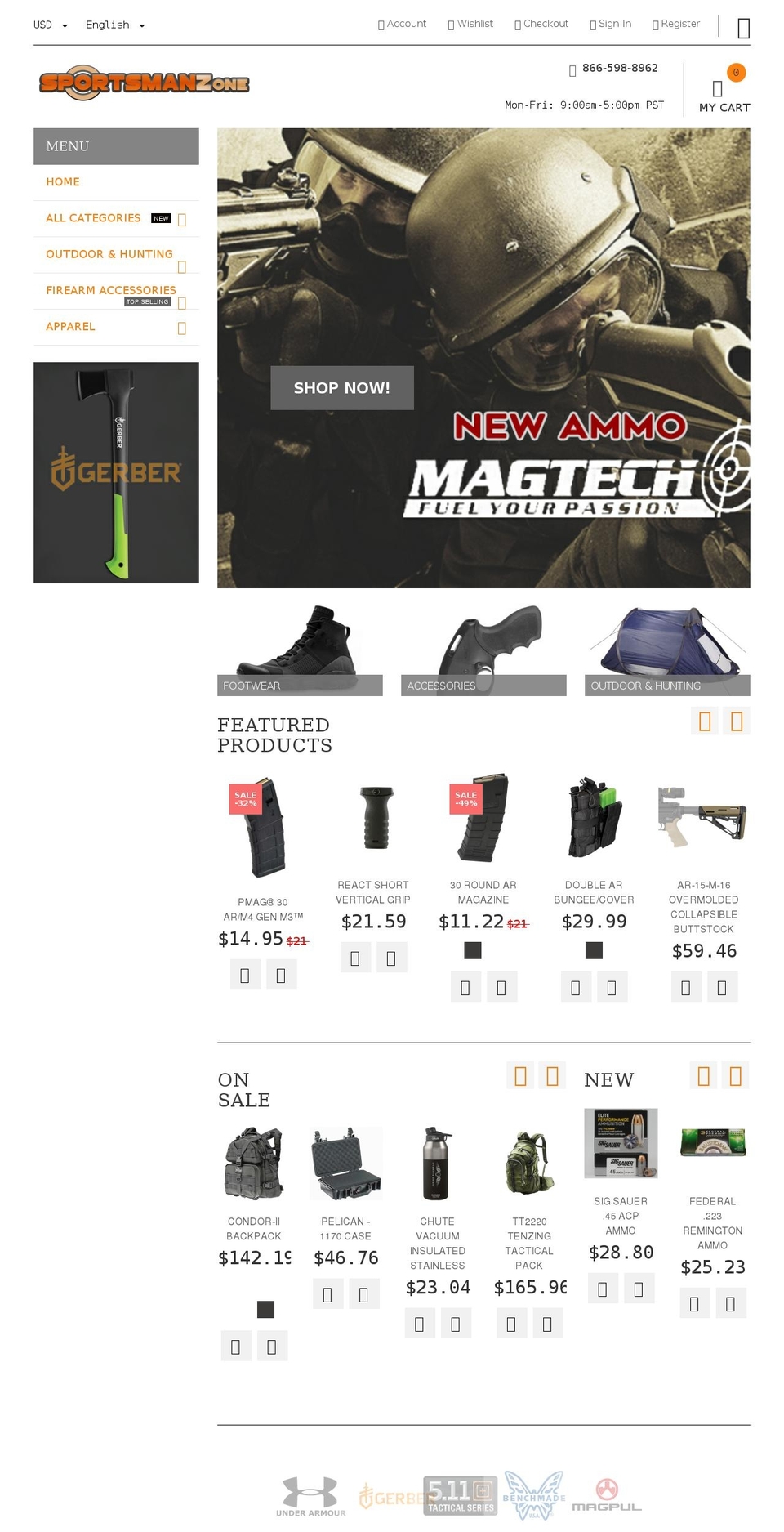 sportsmanzone.com shopify website screenshot