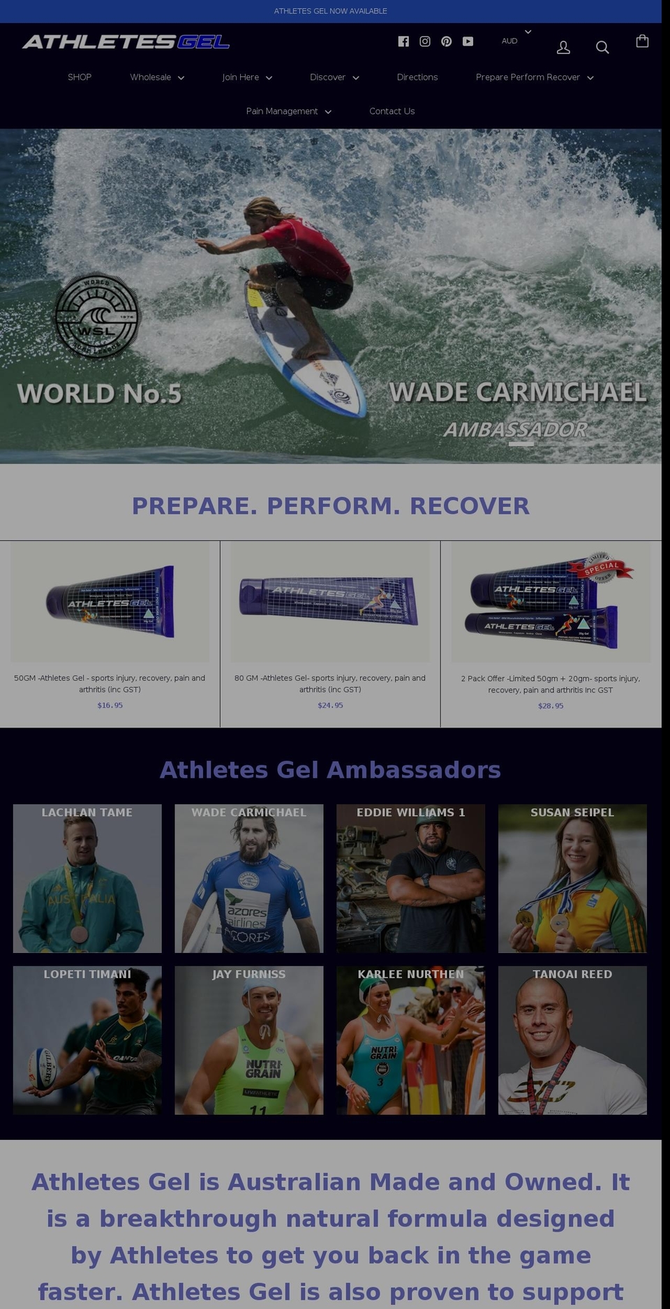 sportsmedicine-gel.com shopify website screenshot