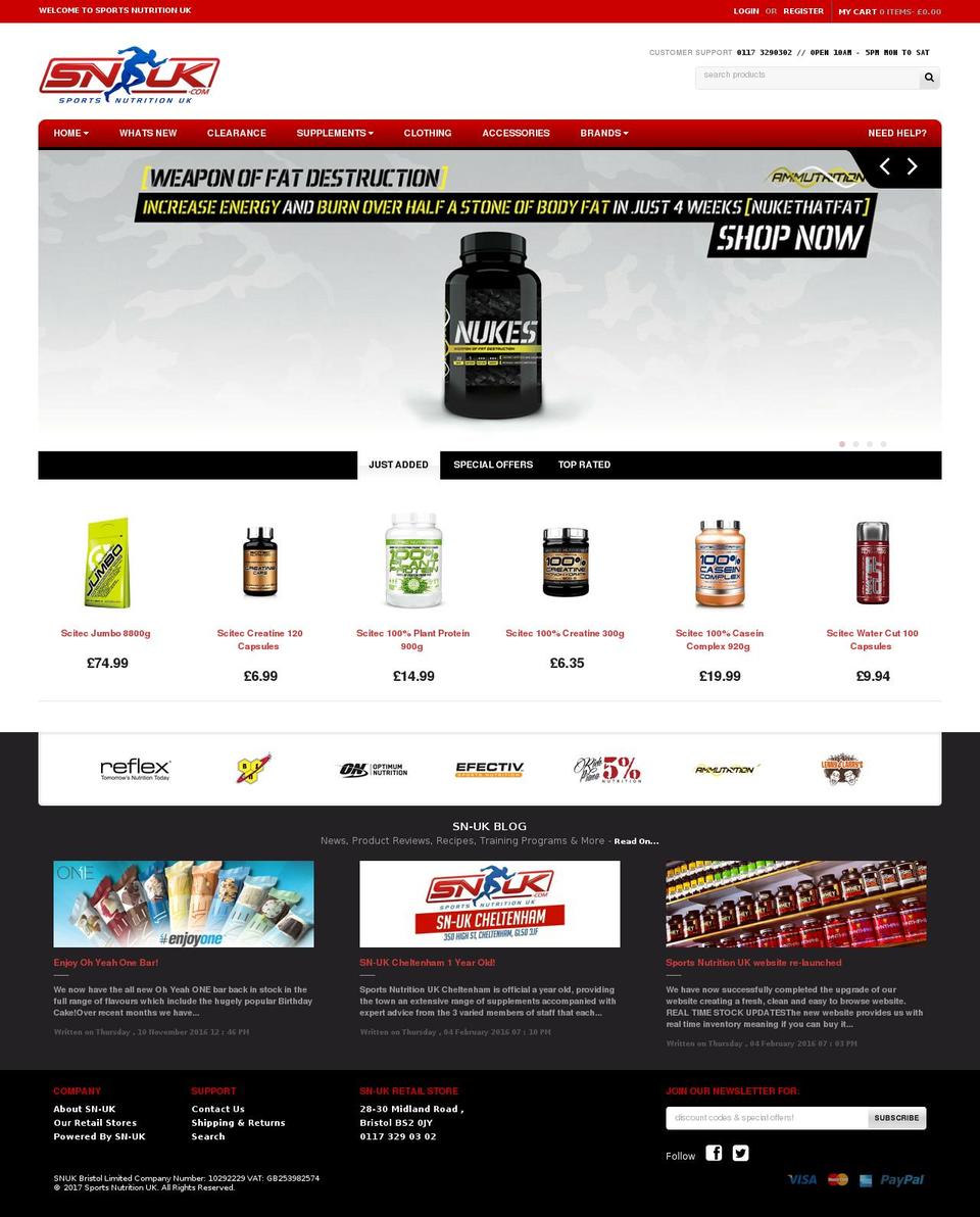 sportsnutritionuk.co.uk shopify website screenshot