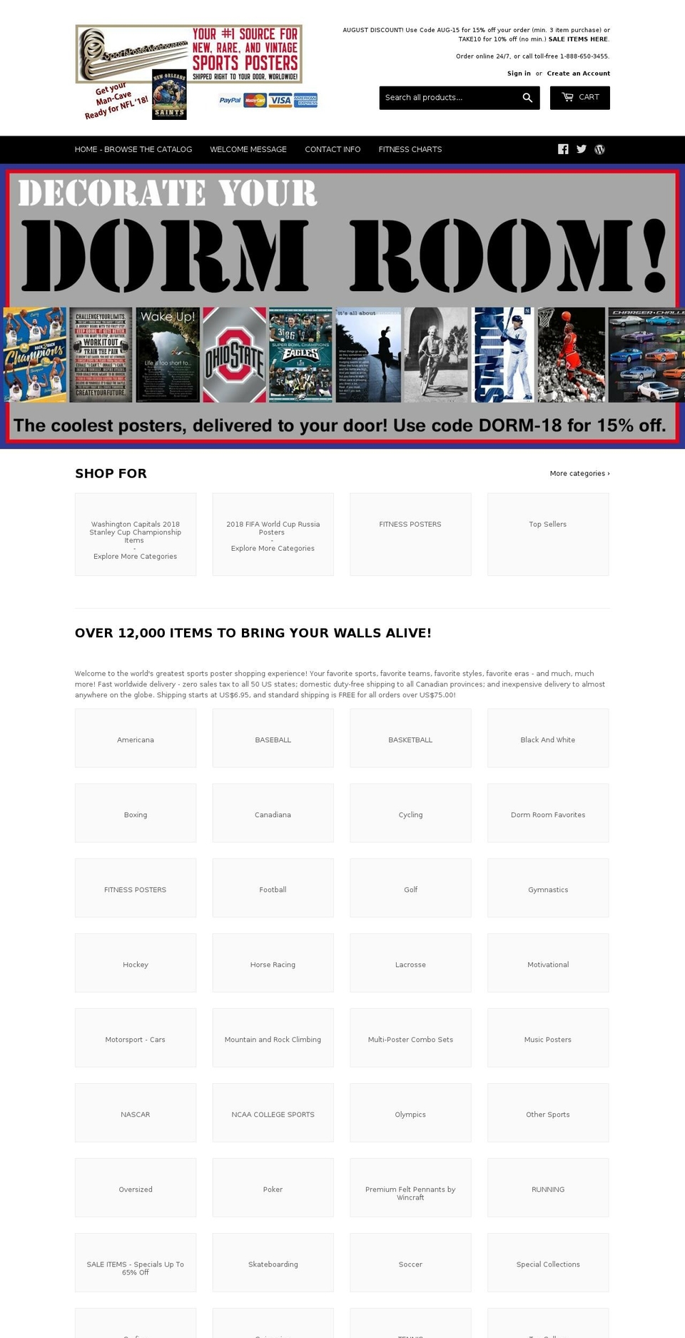 sportsposterwarehouse.com — Shopify storefront screenshot