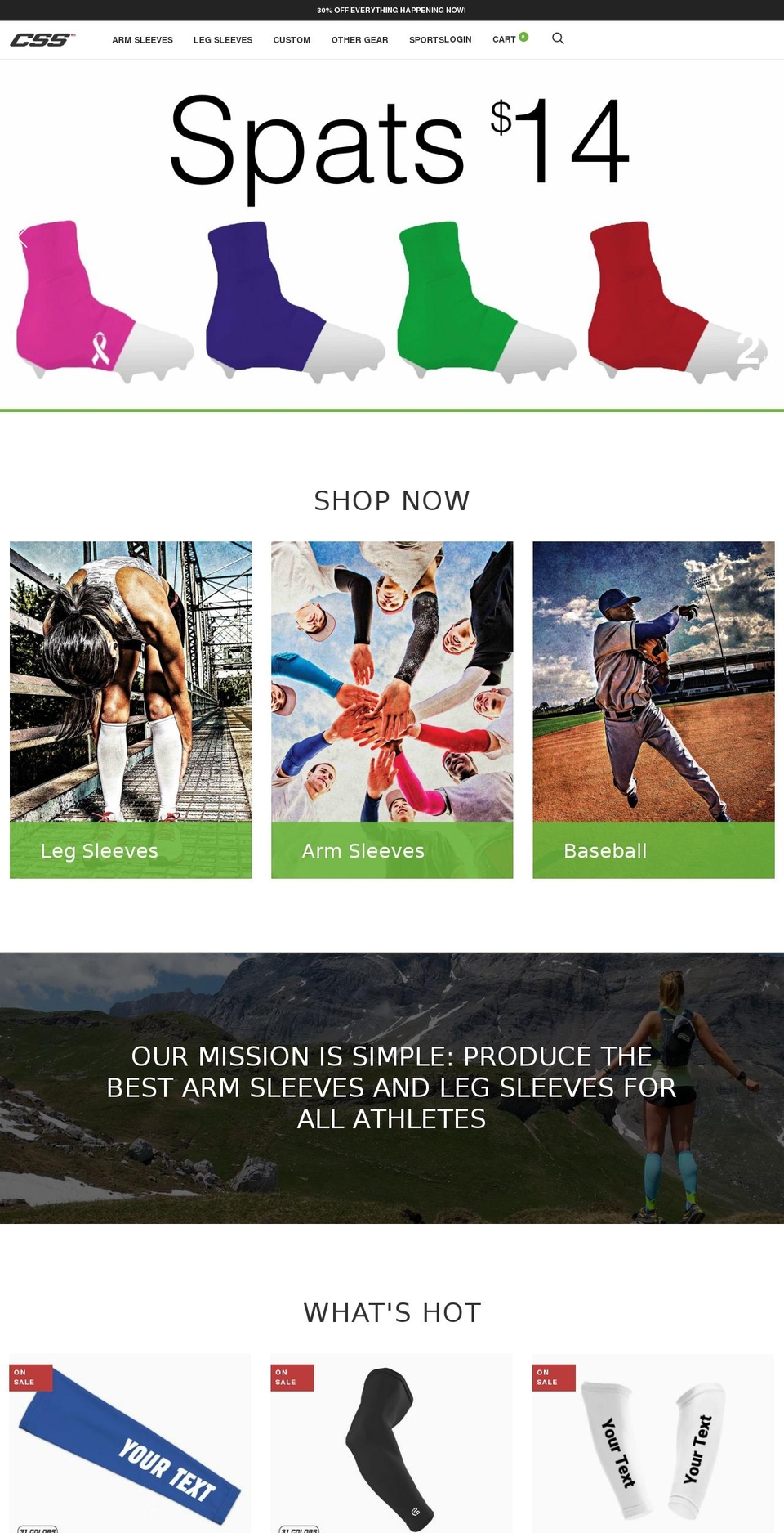 sportssleeves.com — Shopify storefront screenshot