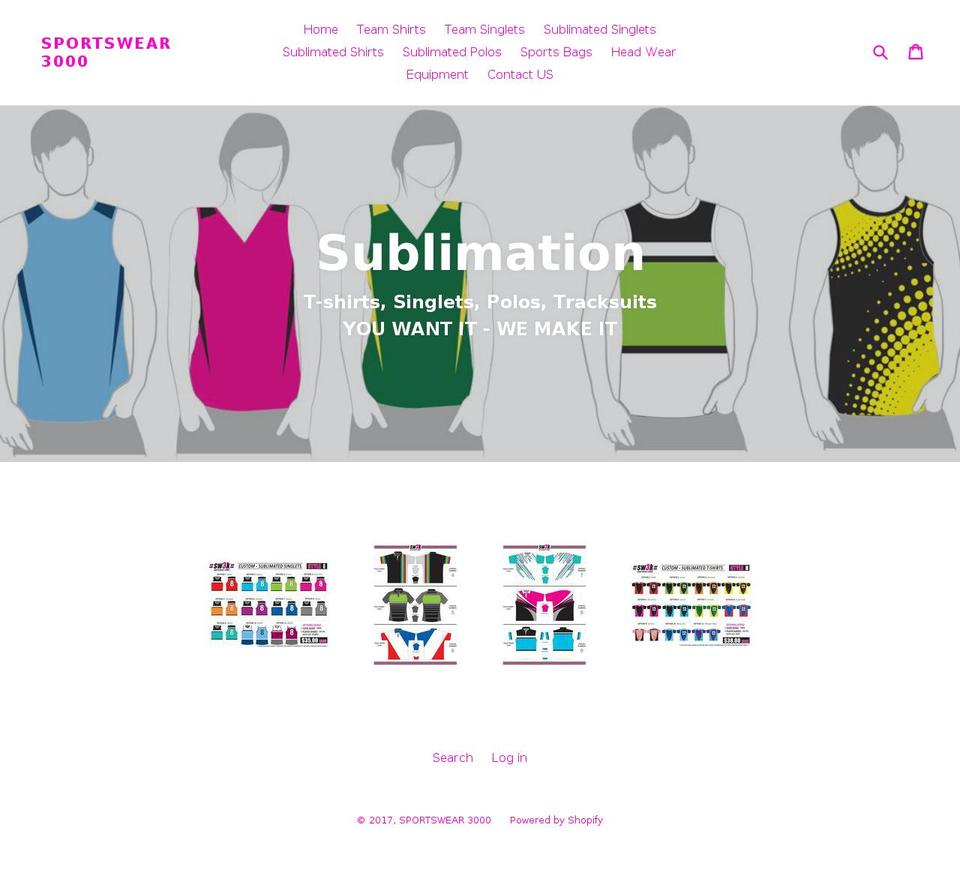 sportswear3000.com shopify website screenshot