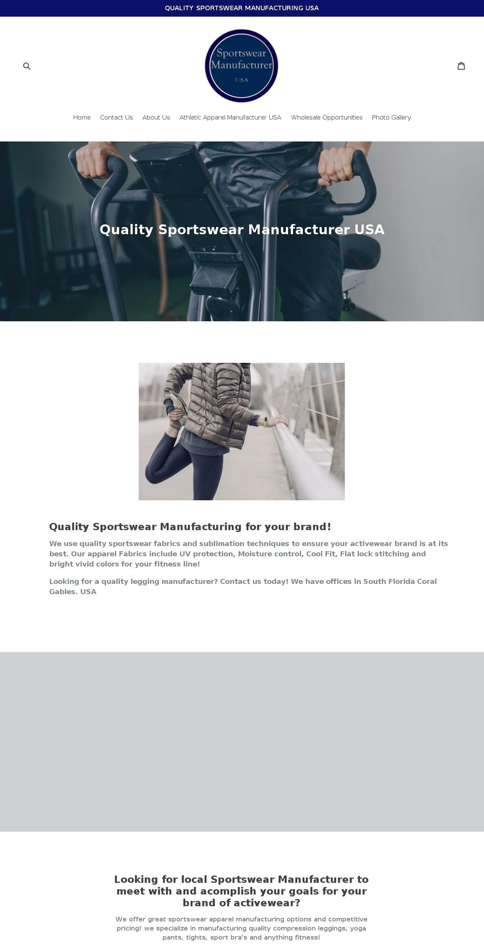 sportswearmanufacturerusa.com shopify website screenshot